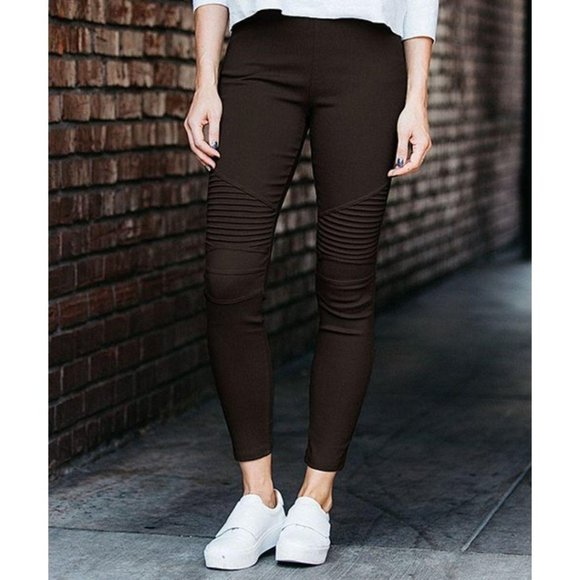 Glam Girl Fashion Pants - NWT Chocolate Moto Pocket Leggings, Women’s Size L